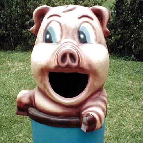 Basureo Trash-In con cabeza de Cerdo de colores para niños