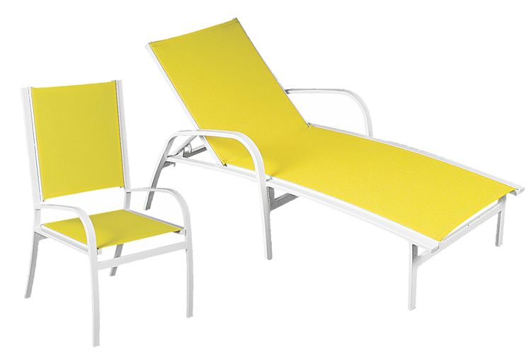 Muebles Barbados de exterior fabricados de aluminio con malla