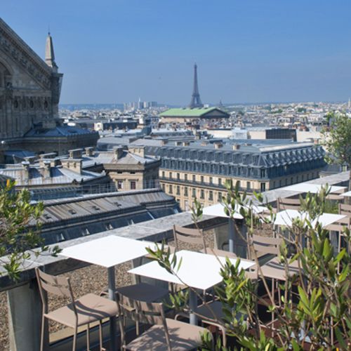 Mesas o periqueras Concorde de Fermob con vista en Paris