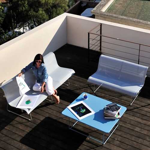 Roof garden o terraza con muebles de exterior modelo Ellipse diseño de Pascal Mourgue en Mexico