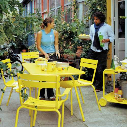 Comedor de jardin o de exterior de aluminio de color amarillo Luxembourg de alta calidad