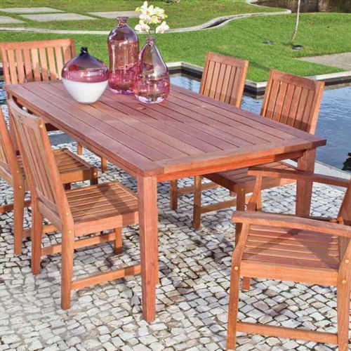 Comedor de terraza o de jardin Plus de Tramontina Brasil fabricado de madera Jatoba resistente al exterior e intemperie