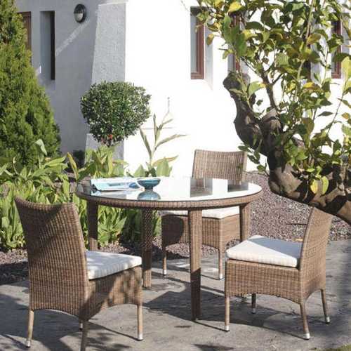 Mesa comedor redonda Sudan para terraza de tejido sintetico Viro para exterior con proteccion de rayos UV