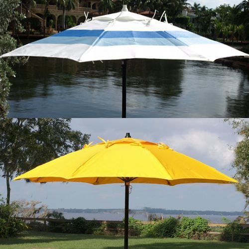 Sombrillas Desoto de fibra de vidrio y aluminio con tela Sunbrella grado marino de muchos colores