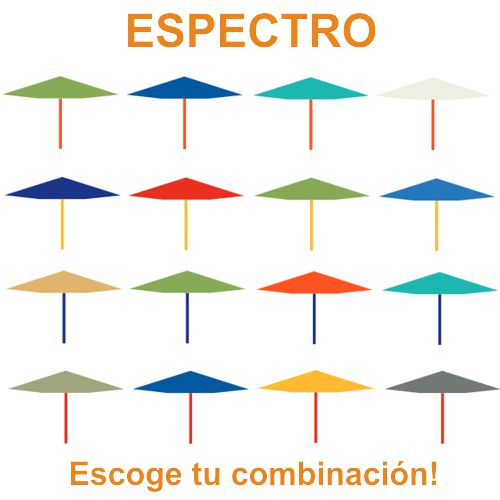 Algunas combinaciones de colores de sombrillas Espectro para hoteles
