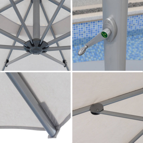 Detalles de la Sombrilla Maku cuadrada de poste lateral